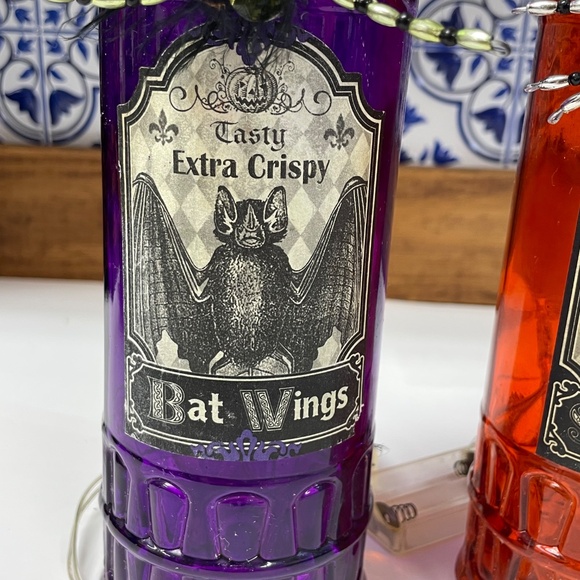 Halloween Decor Lot 5 Piece Light Up Bottles Plaques Witch Shoe Candle Holder - Picture 13 of 17